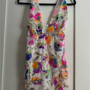 Colorful Sequin Floral Dress